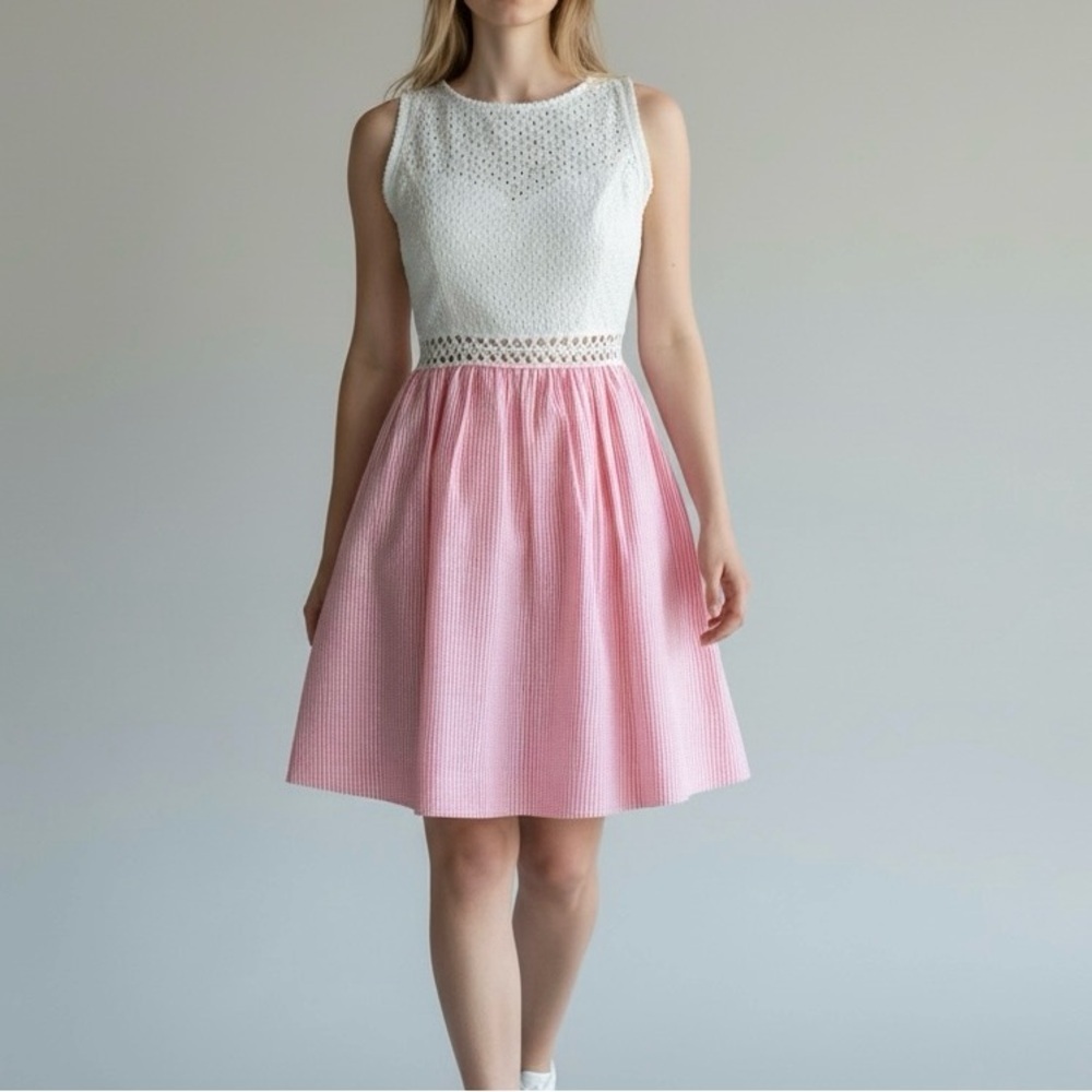Lilly Pulitzer Alivia Dress Havana Pink Yarn Dye Seersucker Stripe Size 0 NWT
